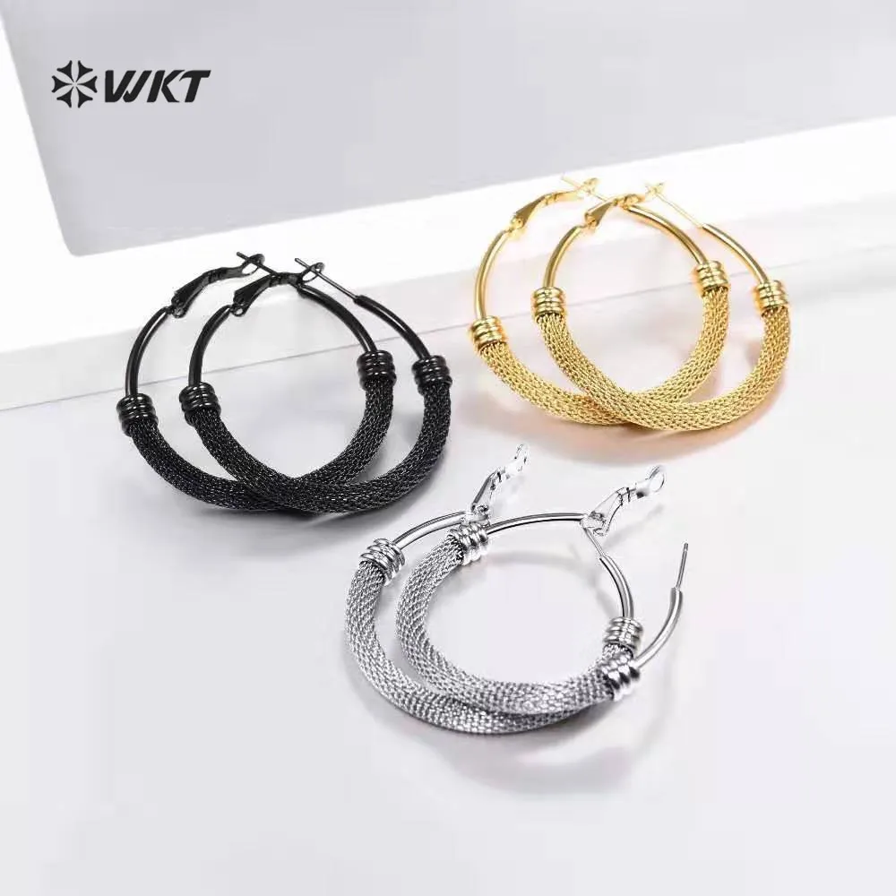 

WT-SSE004 WKT New Featuring fashionable and creative ladies' earrings in the shape of a stainless steel mesh procurement