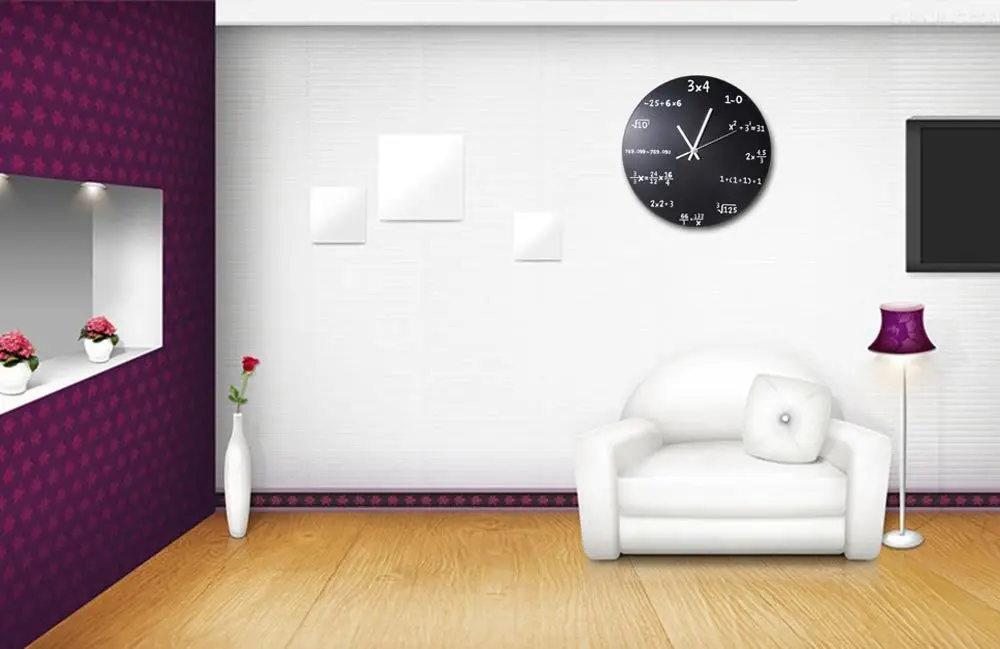 Большие настенные часы математическая доска поп-викторина кухонные с черным