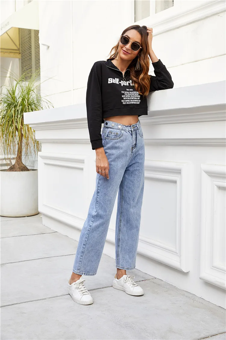 

Photo Shoot Now Available ebay Amazon Jeans Waist Button Design Micro-La No Elastic Loose Pants 6008#