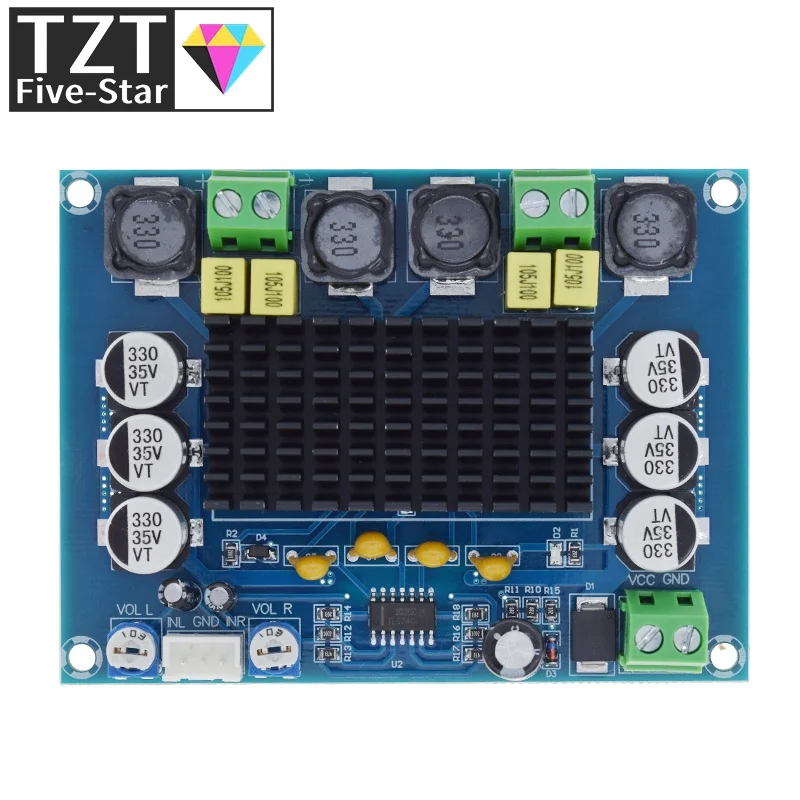 TZT DC 12 В 24 в 120 Вт * 2 TPA3116 D2 двухканальная цифровая плата усилителя мощности аудио
