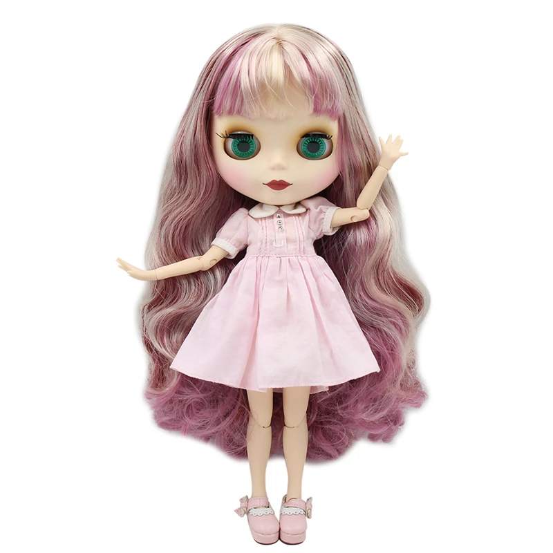 Ледяная кукла DBS Blyth розовая и красная блондированная белая кожа матовое тело для