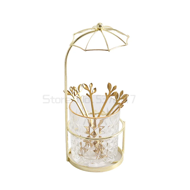 

Umbrella leaf fruit fork stick fruit insert set stainless steel creative fashion household dessert fork cake fork