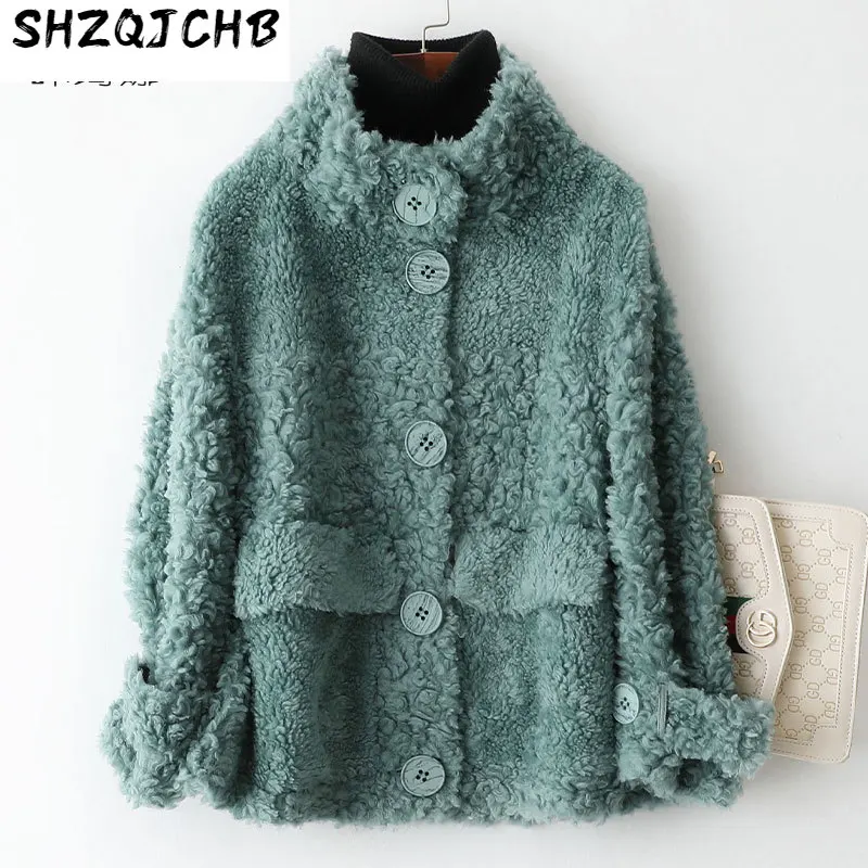 

SHZQ зимнее новое шерстяное меховое пальто женское короткое Композитное меховое шерстяное пальто