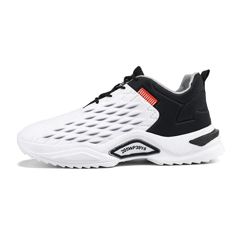 

New Men Running Shoes White black Mesh Comfortable Design Non-slip Flying Woven Athletic Sneakers