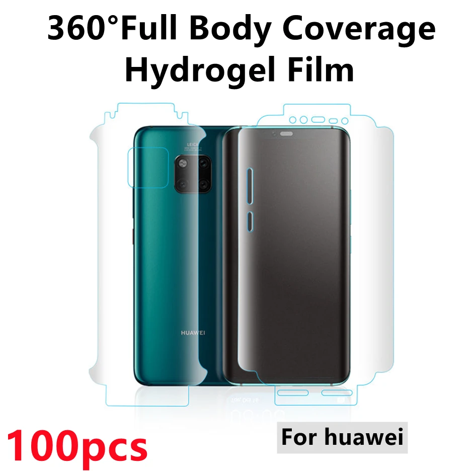 

100 шт., Гидрогелевая защитная пленка 360 ° для Huawei P40 Pro Plus P40 Lite/30/20 nova8/7 /Mate20/30/ MATE40 Pro/RS