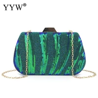 sequin clutch bag banquet glitter dinner purse with chain bag for crossbody 2020 green evening party hard surface women clutches
