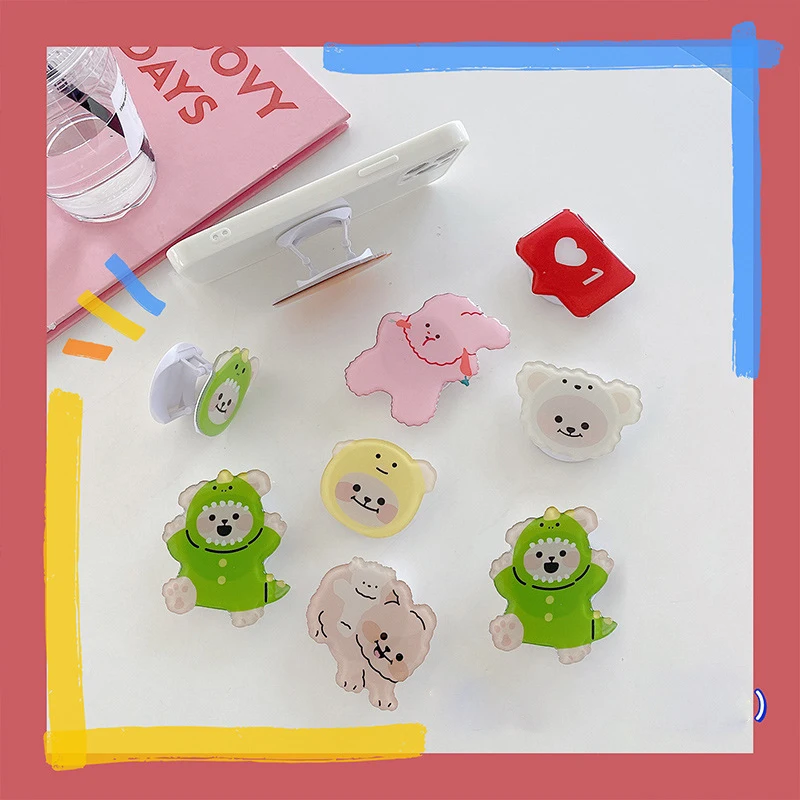 

New universal cartoon cute epoxy resin phone grip foldable phone stand for iPhone11 Samsung xiaomi mobile phone accessories
