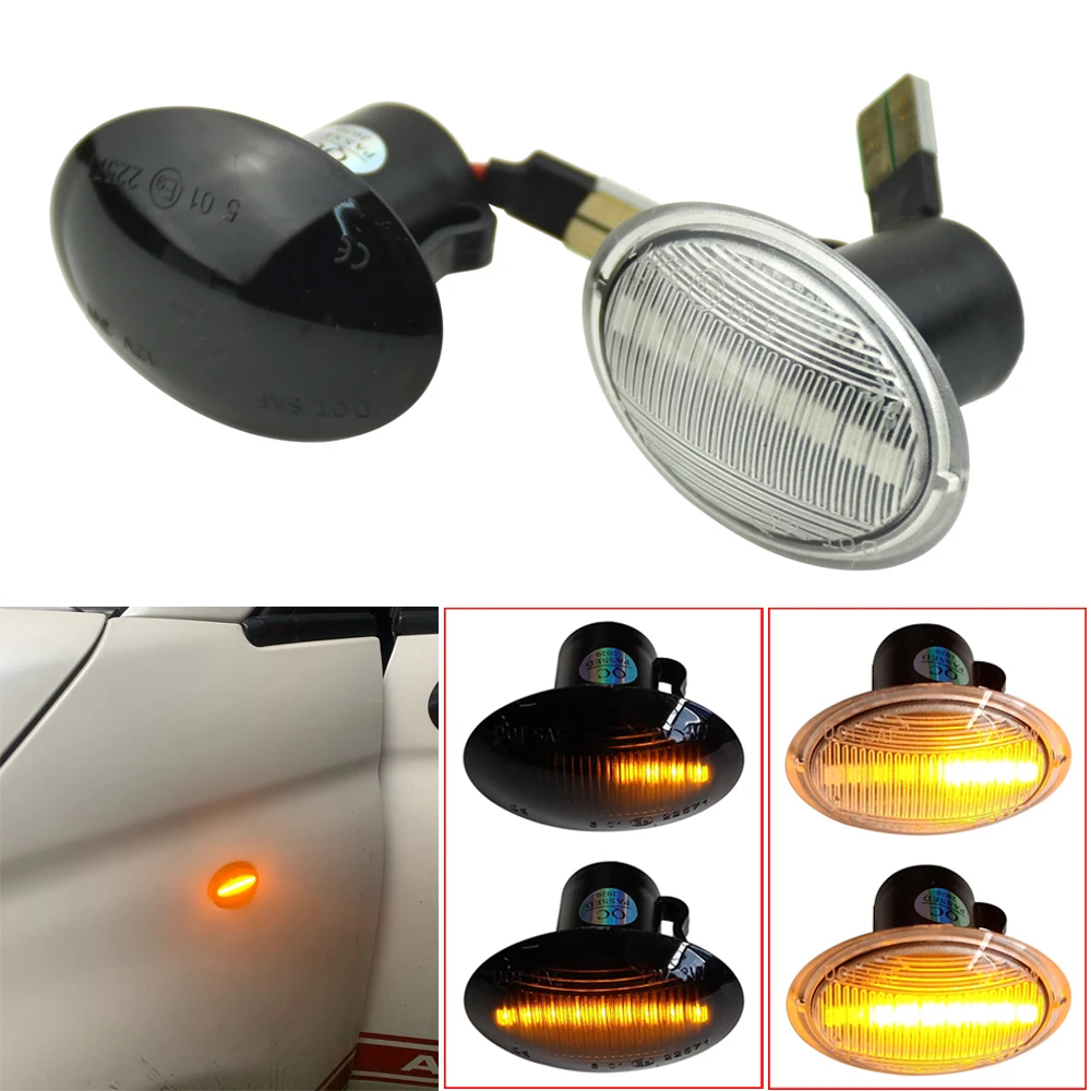 

For Fiat 500 Ford KA Lancia Ypsilon Maserati GranCabrio Alfa 4C Dynamic LED Turn Signal Side Marker Light Sequential Flashing