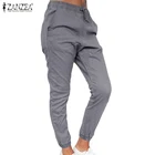Женские длинные брюки ZANZEA 2020 Модные женские повседневные однотонные шаровары с карманами женские длинные брюки Pantalones Mujer уличная одежда 7