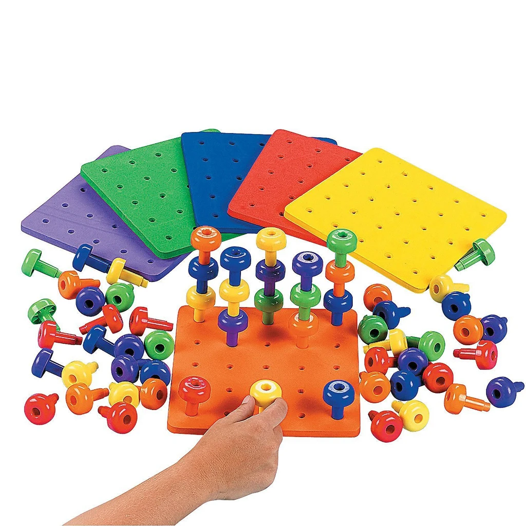 

30Pcs Tall Stackers Peg Board Fine Motor Skill Occupational Therapy Game Toy
