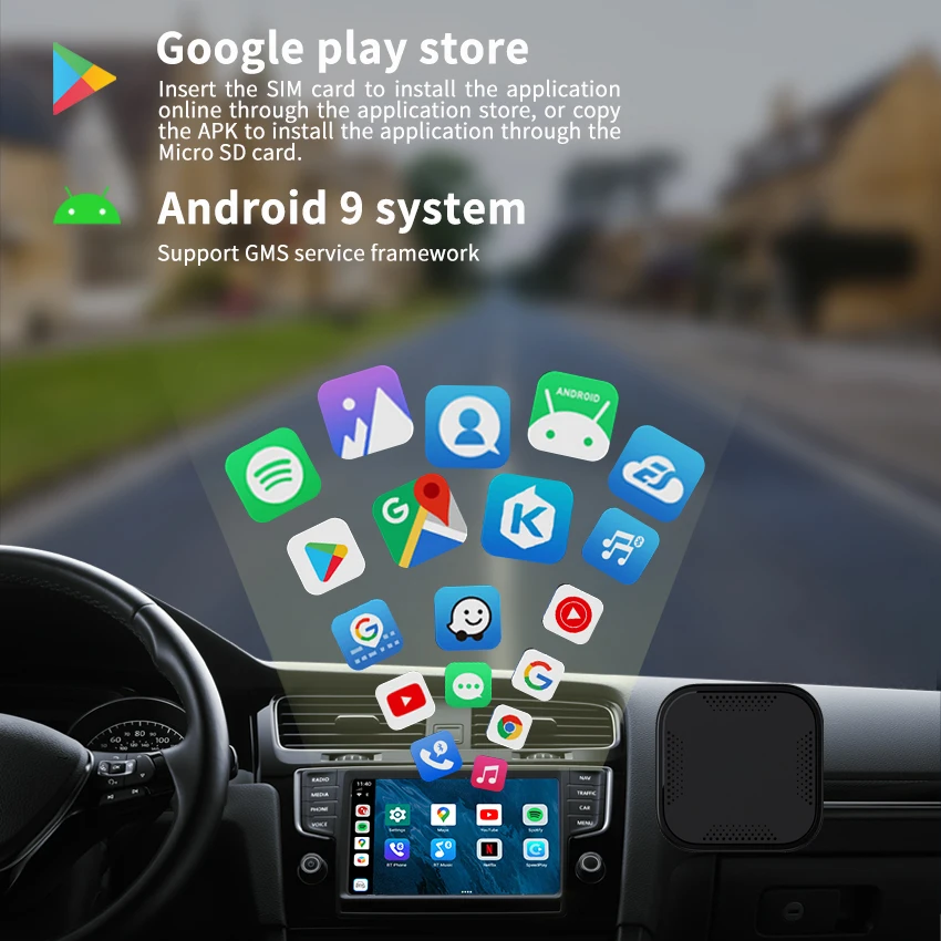 $155.48 CarPlay Android Mini Ai Box Android9 Qualcomm8-core 4G+64G Plug and Play Wired To Wireless For North American Version (NA)
