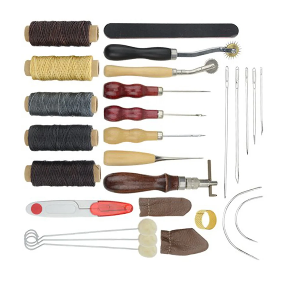 

18 Pieces/set Professional Leather Craft Tool Kit Hand Sewing Stitching Punch Carving Tool Accessories