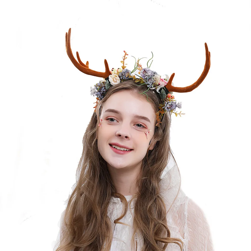 Unisex Headband fiesta con diadema de venado Outgeek Antlers Headband Deer Party Hats for Easter Christmas