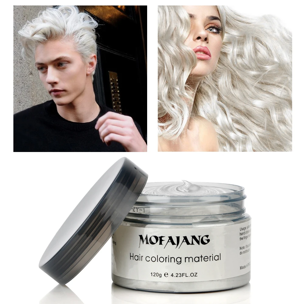 Color Hair Wax Styling Pomade Silver Grandma Grey Temporary Dye Disposable Fashion Festival Celebrate Molding Coloring Mud Cream | Красота и