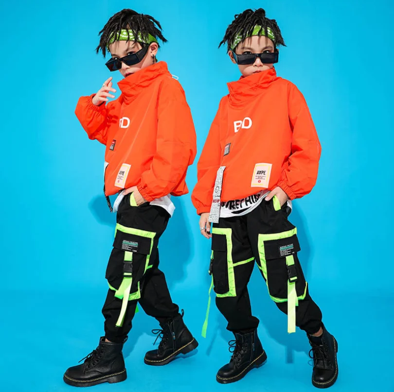 

Teen Girls Boys Hip Hop Clothes Fluorescent Green Crop Jacket Haren Pants Jazz Dance Costumes Ballroom Street Dance Outfits