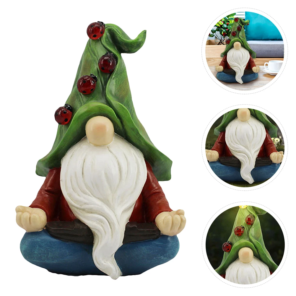 

1pc Exquisite Chic Solar Lantern Resin Craft Solar Light Dwarf Shape Lamp for Outdoor