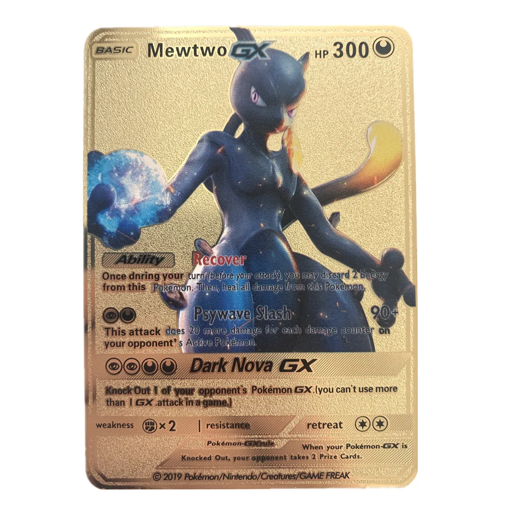 Metal dorado de cartas de Pok&eacute;mon Vmax Gx EX, colecci&oacute;n de cartas raras de Pikachu, juguete para ni&ntilde;os, 27-0