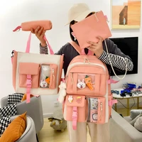 4 pcs sets school bags childrens school backpack kawaii womens backpack bookbag large schoolbags for teens girls mochilas 2021