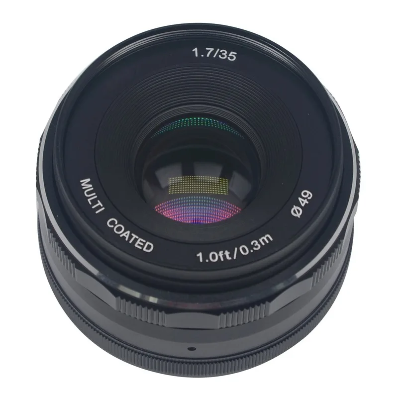 Meike камера 35 мм F1.7 диафрагма ручной фокус объектив для Canon Eosm Nikon1 M43 Gh5 Sony Nex7 A7 A6500