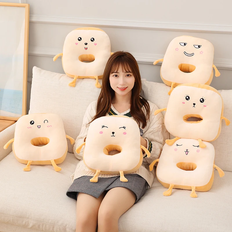 

Kawaii Toast Bread Plush Pillow With Cute Funny expression Stuffed Toys Lunch Break Pillow Seat Chair Cushion Kids Girls Gift