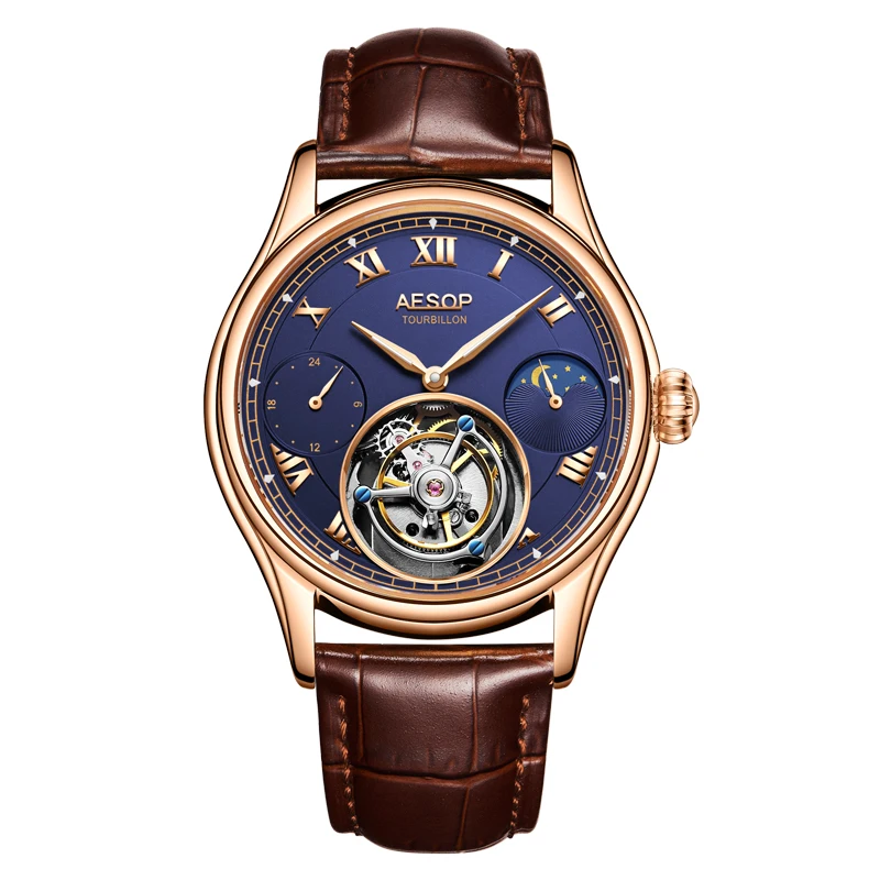 Элитный бренд 100% реальные Tourbillon Для мужчин часы автоматические механические