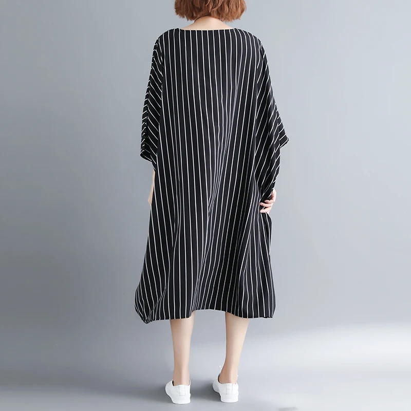 

Striped Dress For Women Vintage Robe Longue Femme Batwing Sleeve Vestidos De Fiesta De Noche Literary Ladies Dresses Ukienki