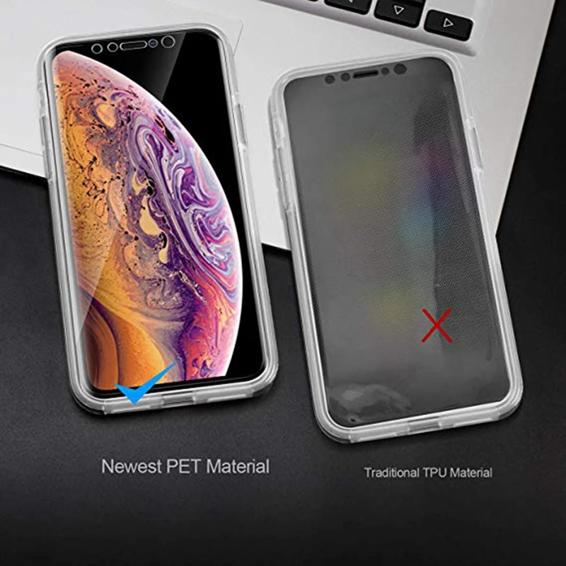 Прозрачный мягкий чехол с полным покрытием 360 градусов для iphone X XR XS 11 Pro MAX 6 7 6s 8 Plus