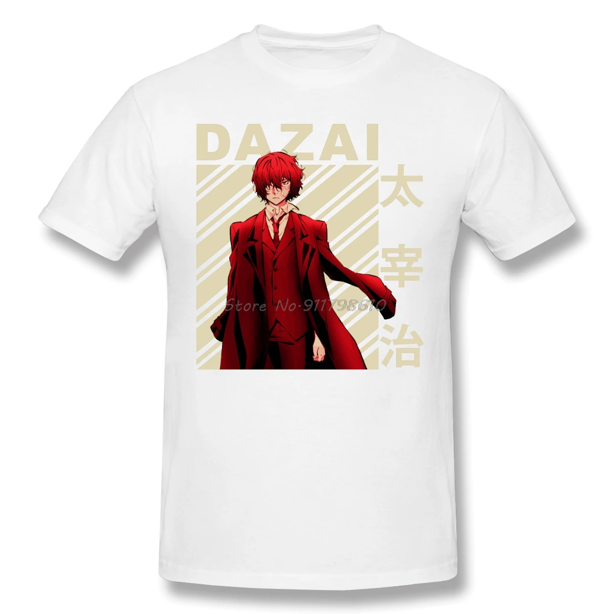 Хлопковая футболка с коротким рукавом дазай Осаму винтажная изображением