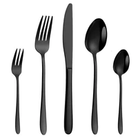 black cutlery set stainless steel gold dinnerware set knife fork spoon silverware tableware set kitchen flatware dropshipping