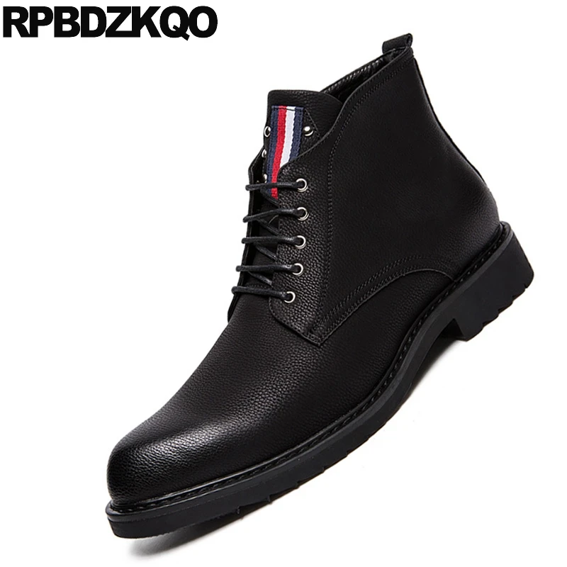 Formal Fall Lace Up Pointed Toe Wingtip Shoes Booties Waterproof Brogue Short Party Oxford Mens Zipper Dress Boots Black 2021 | Обувь