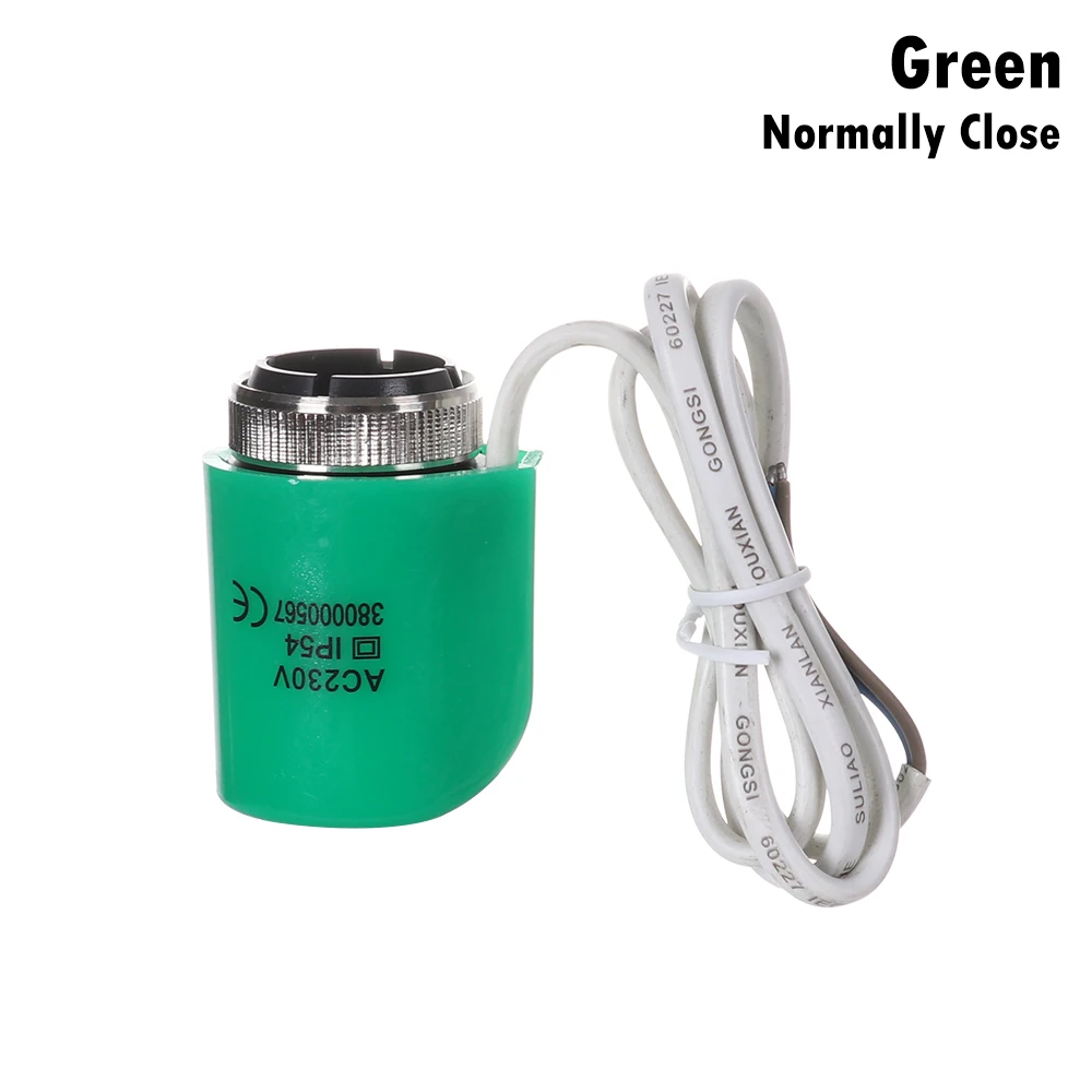 green-Close Электротепловой клапан 230 В для теплового коллектора для подогрева пола детали для подогрева пола тепловой электрический привод нормально открытый закрытый - Цвет: green-Close
