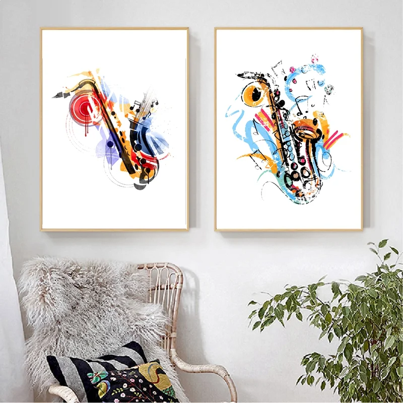 Настенная живопись на холсте Sax художественный абстрактный винтажный постер