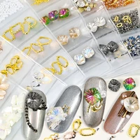 mix 6 shapes various alloy studs frame white pearls stones jewel diamonds shell flakes nail art rhinestone decals manicures tips