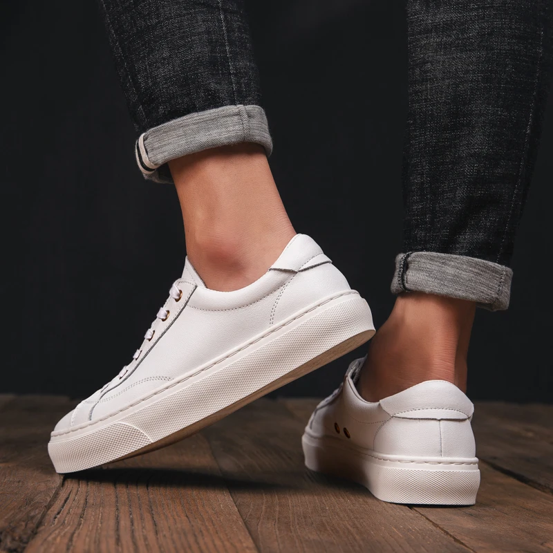 Кроссовки мужские из дышащей кожи Повседневная Уличная модная спортивная обувь