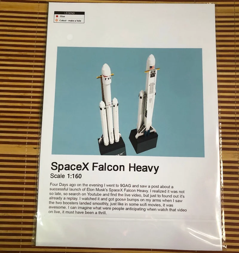Новинка 3D 42 см 1:160 SpaceX Falcon сверхпрочная Бумажная модель-пазл ручной работы сделай