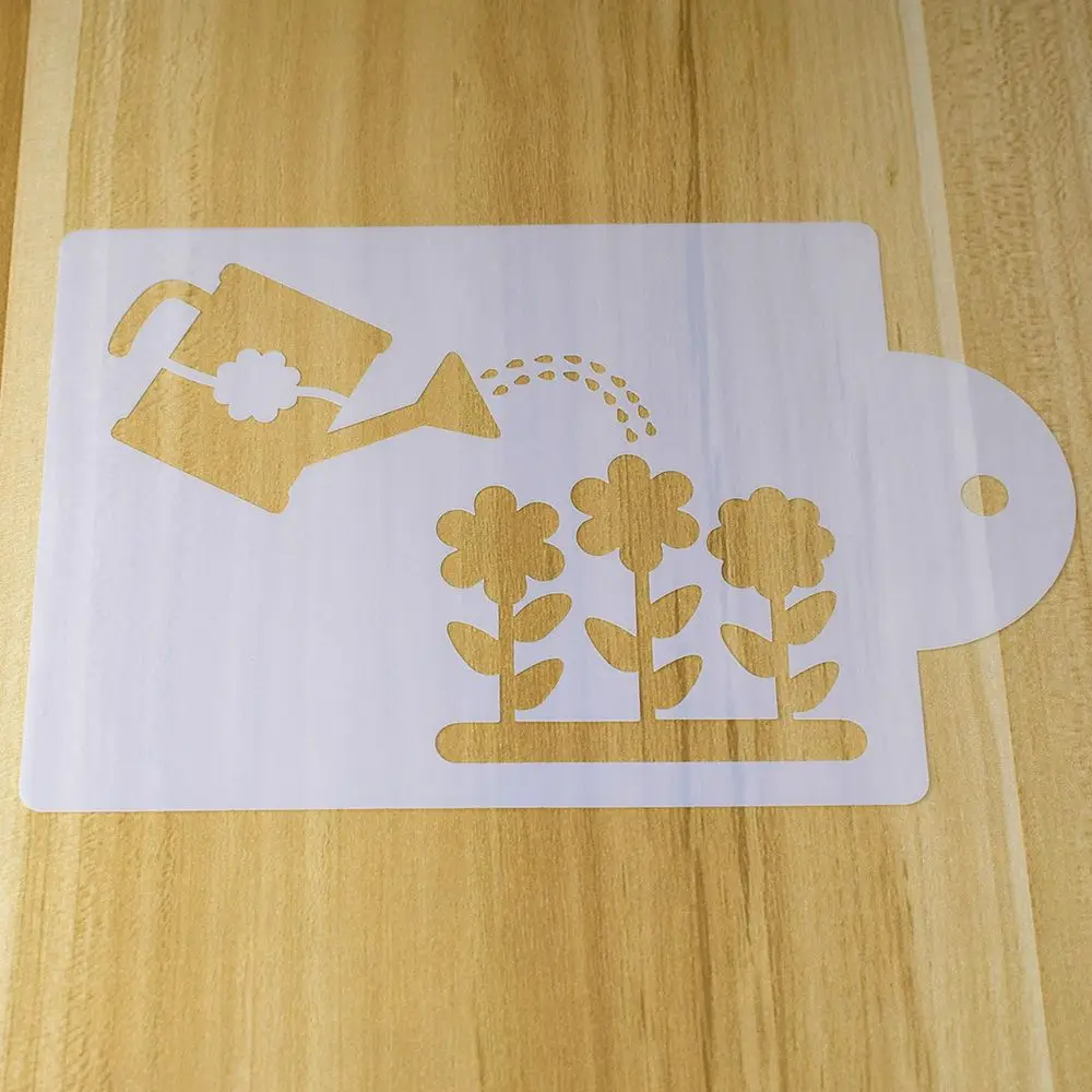 1 шт. простой чайник полив цветы в форме многоразового трафарета аэрограф