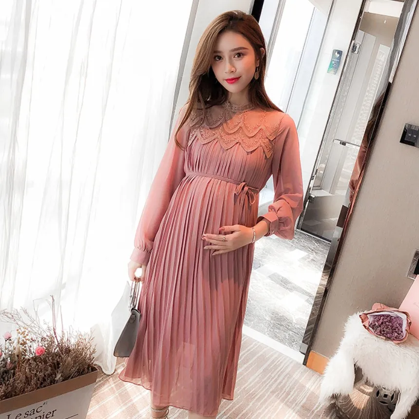 Высококачественные модные платья для беременных весна осень длинные платье