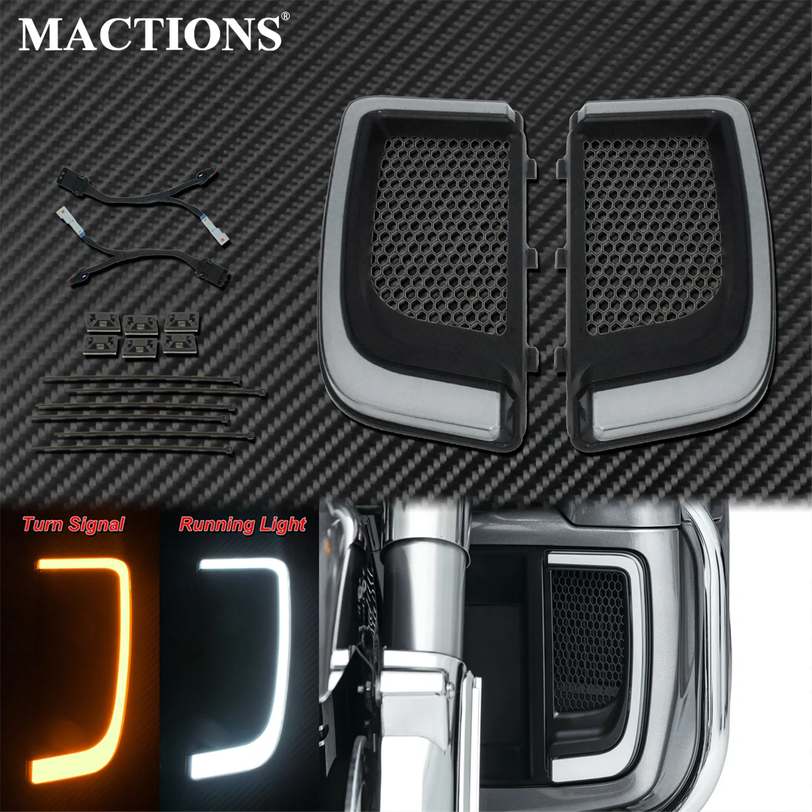 Черный светодиодный светильник для мотоцикла обтекатель нижняя решетка