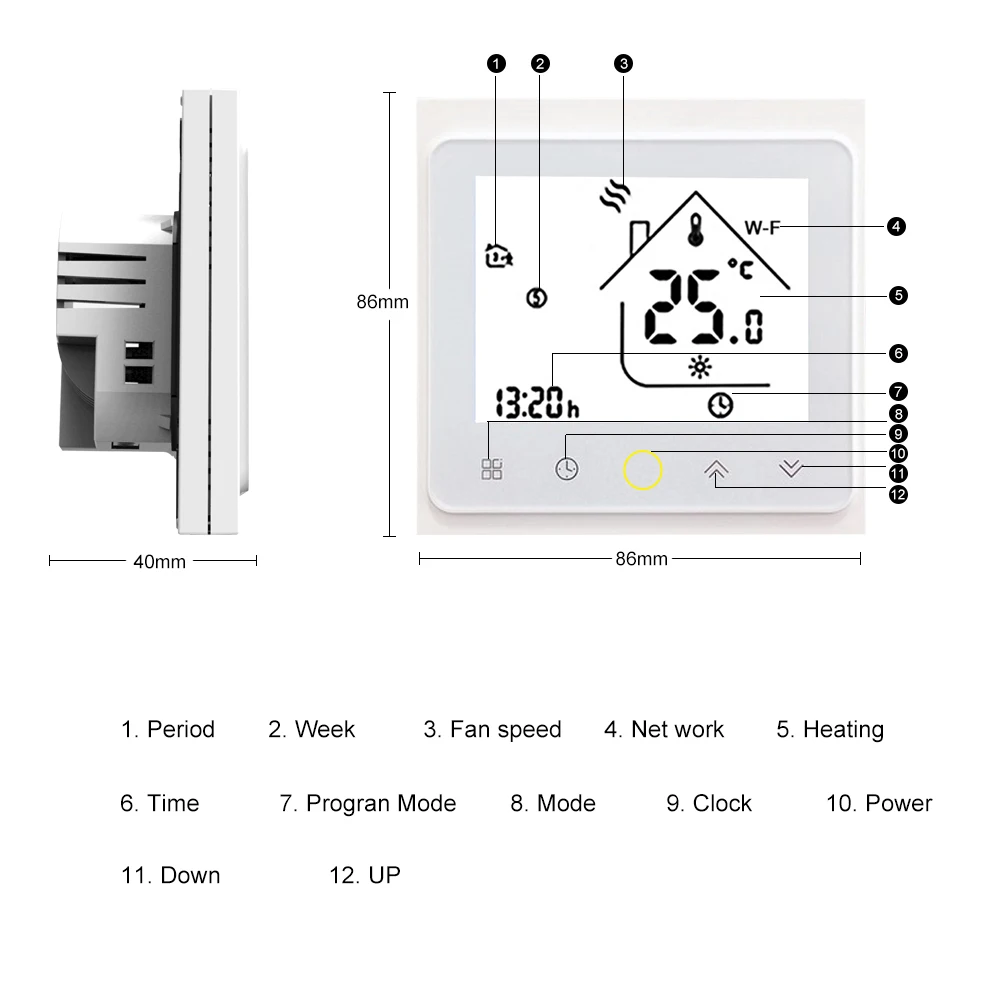 Термостат для водяного/газового котла умный Wi Fi регулятор температуры работает