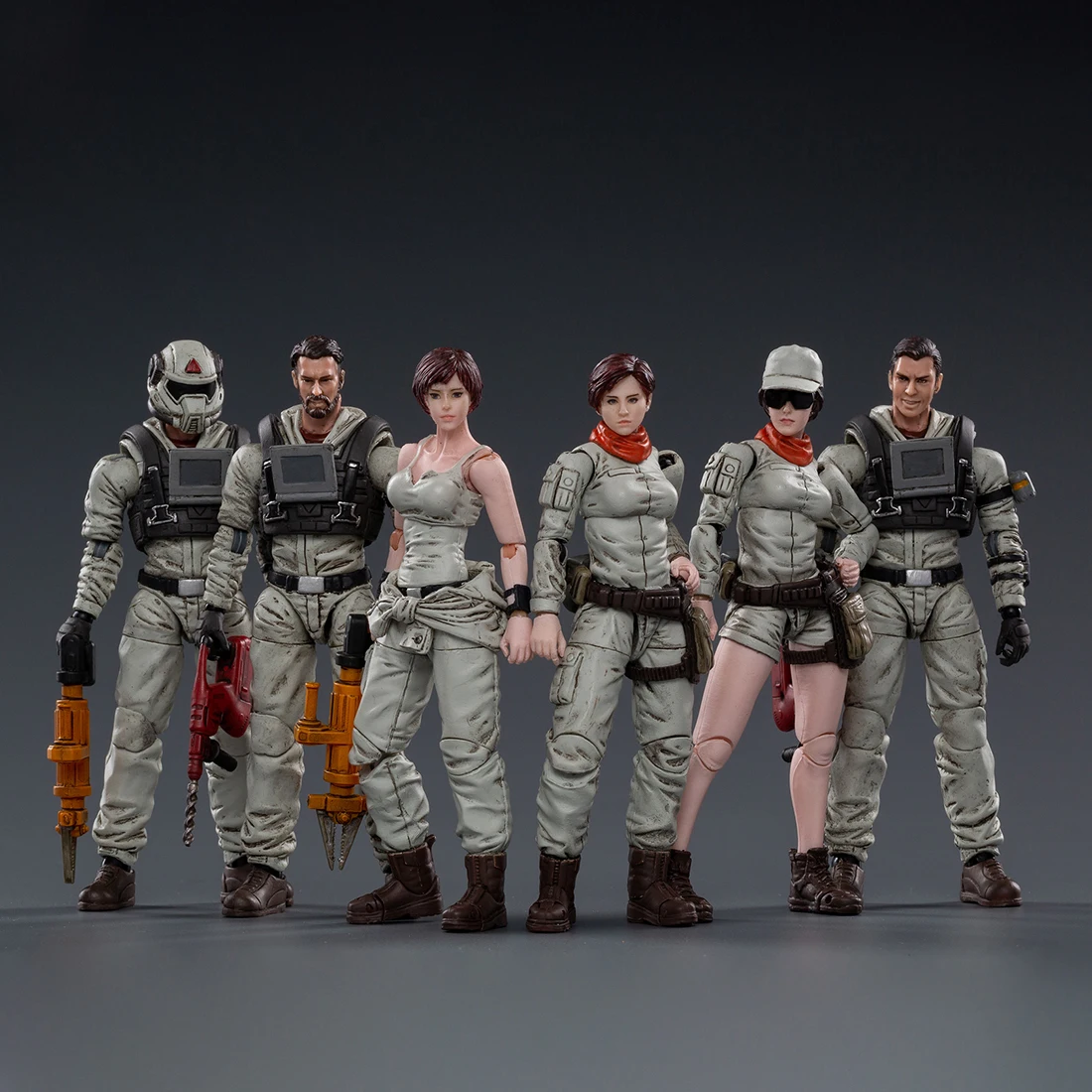 

6pcs/set JOYTOY 1/18 10.5cm Action Figure Model Toy Mech Maintenance Team A Figure Model Collection Toy For Men Children Gift