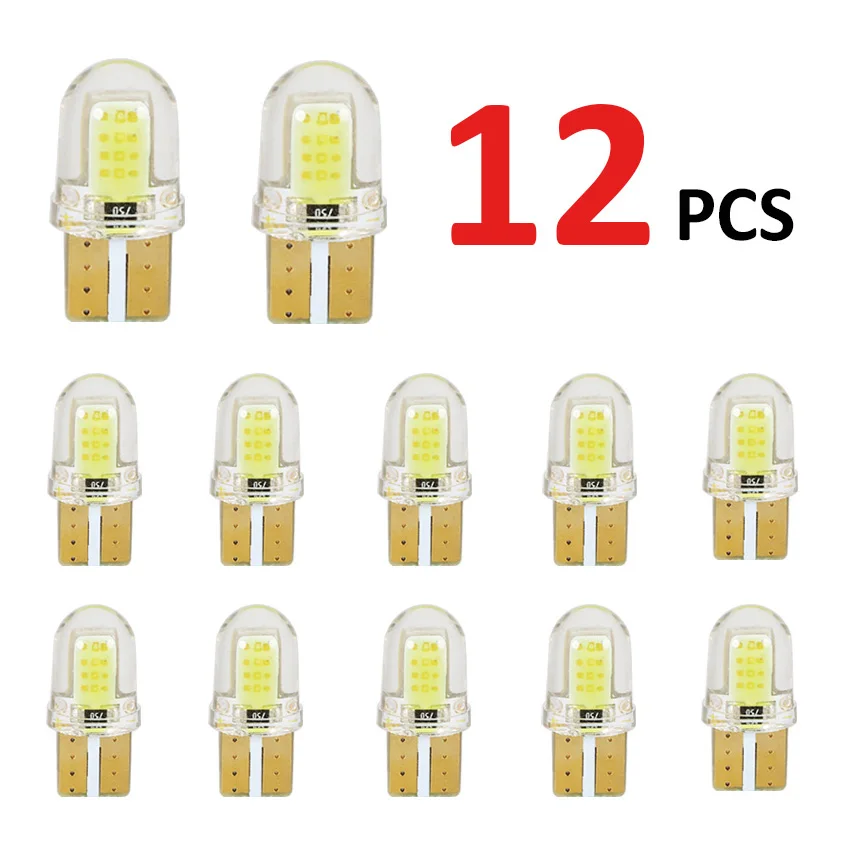 12 шт. силикагель W5W T10 светодиодный 8SMD COB 194 Клин просвет светильник лампы Авто