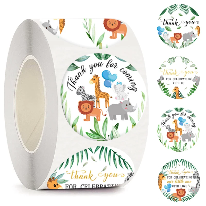 

500pcs Cute animals Thank You Stickers Labels Seals thank you for celebrating with us scrapbooking Envelope Gift Decor sticker