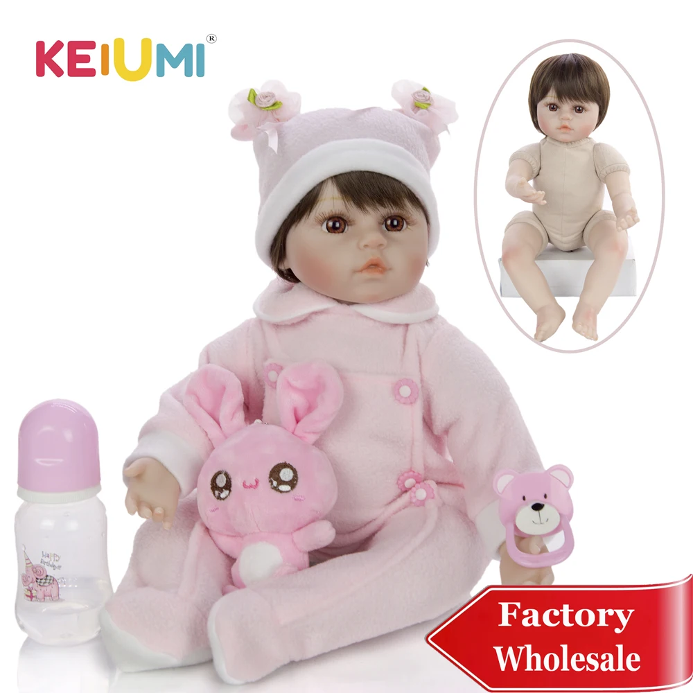 KEIUMI 18 дюймов милый новорожденный девочка живая новорожденная кукла Силиконовое