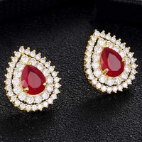 luxury vintage crystal rhinestone copper cz stud earrings women zirconia jewelry waterdrop design earrings for female gifts