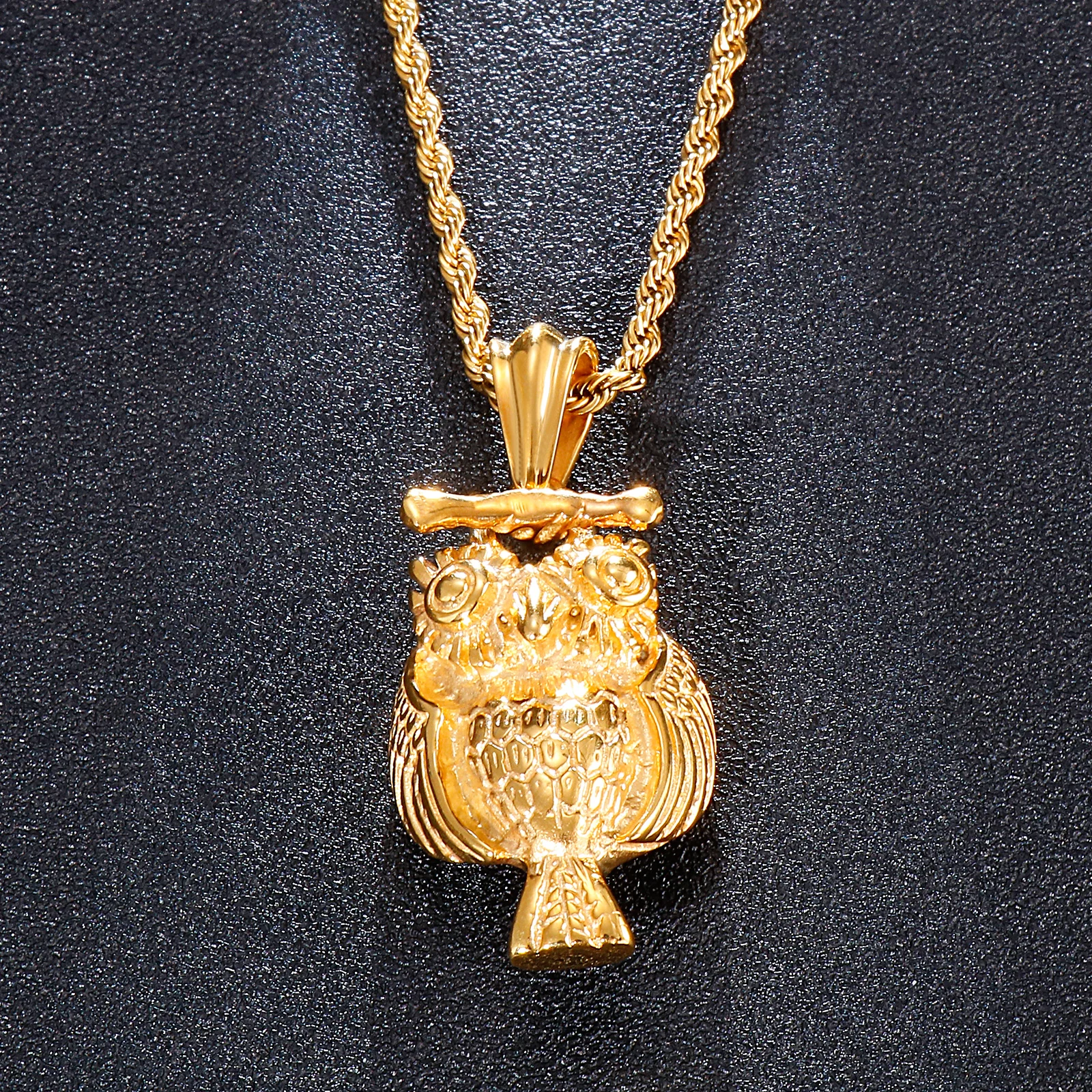 

New Fashion Design Owl Pendant Necklace 316L Stainless Steel Golden Animal Pendant Men's Women's Best Jewelry Gifts for Couples