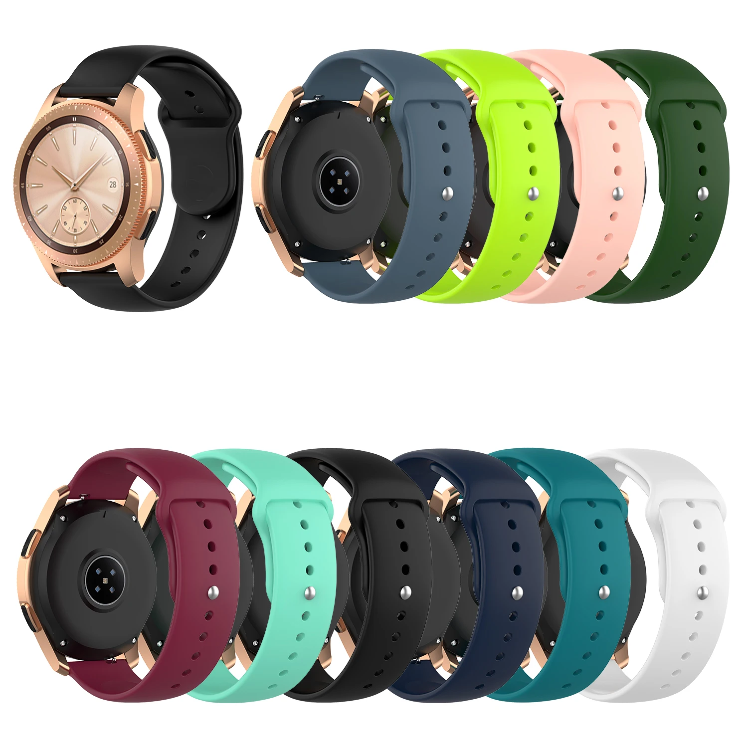 

20mm/22mm strap For Samsung Galaxy watch 3/46mm/42mm/Active 2 40 /correa Gear S3 Silicone bracelet Huawei watch GT 2/2e/pro band
