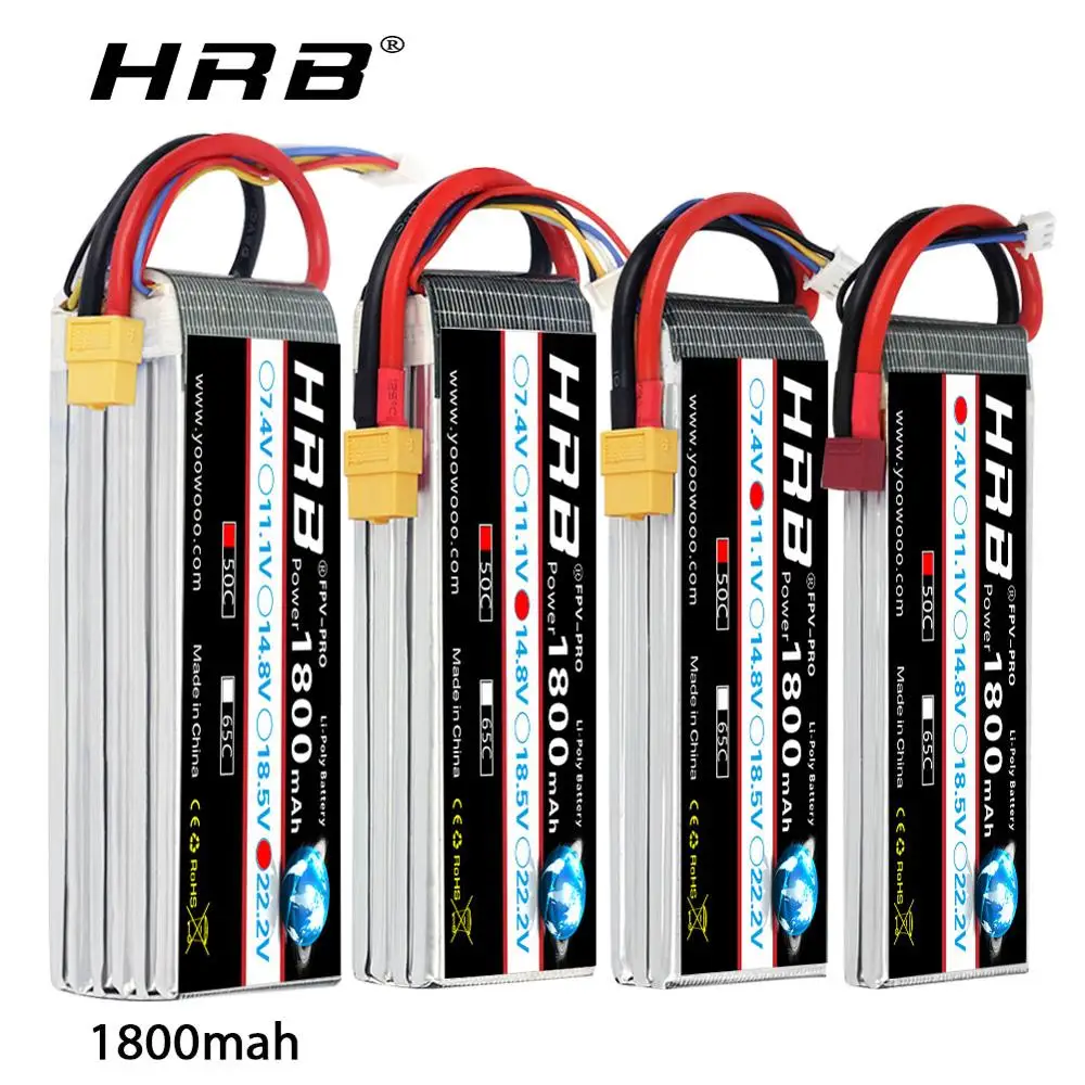 

HRB Lipo Battery 11.1v 1800mah 50C 3s 4s 6s 22.2v battery with XT60 Deans T plug for RC fpv airplane Drone rc 1/16 car RC boat