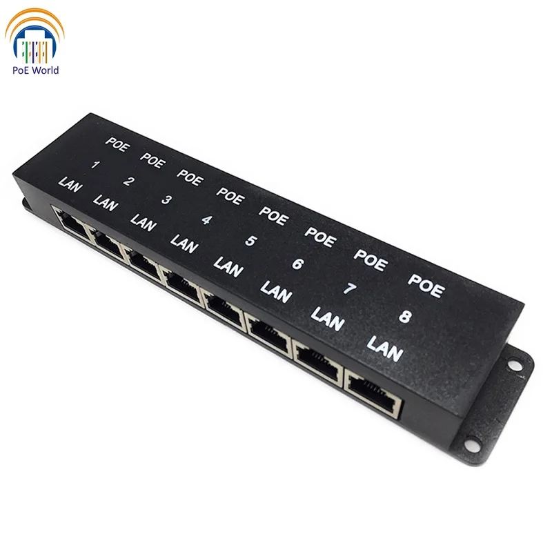 Passive PoE Injector 8 Port 48V 24V Patch Panel Ethernet Connector Adapter Add Power over To Any Switch MikroTik | Безопасность и