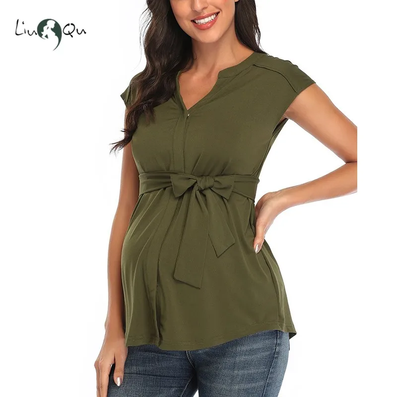 Женские майки для беременных футболки без рукавов для беременных рубашки с поясом для беременных летние классические топы Женская одежда фото