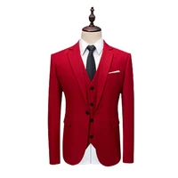 2020 spring new mens solid color three pieces suit fashion single breasted british style business casual for men